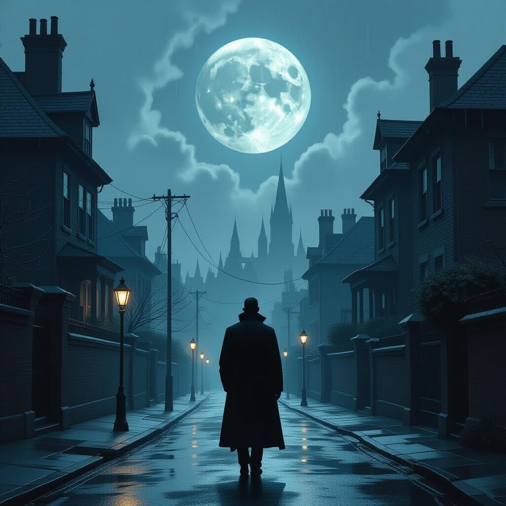 Misty Alleyway Scene in Mystical Realism