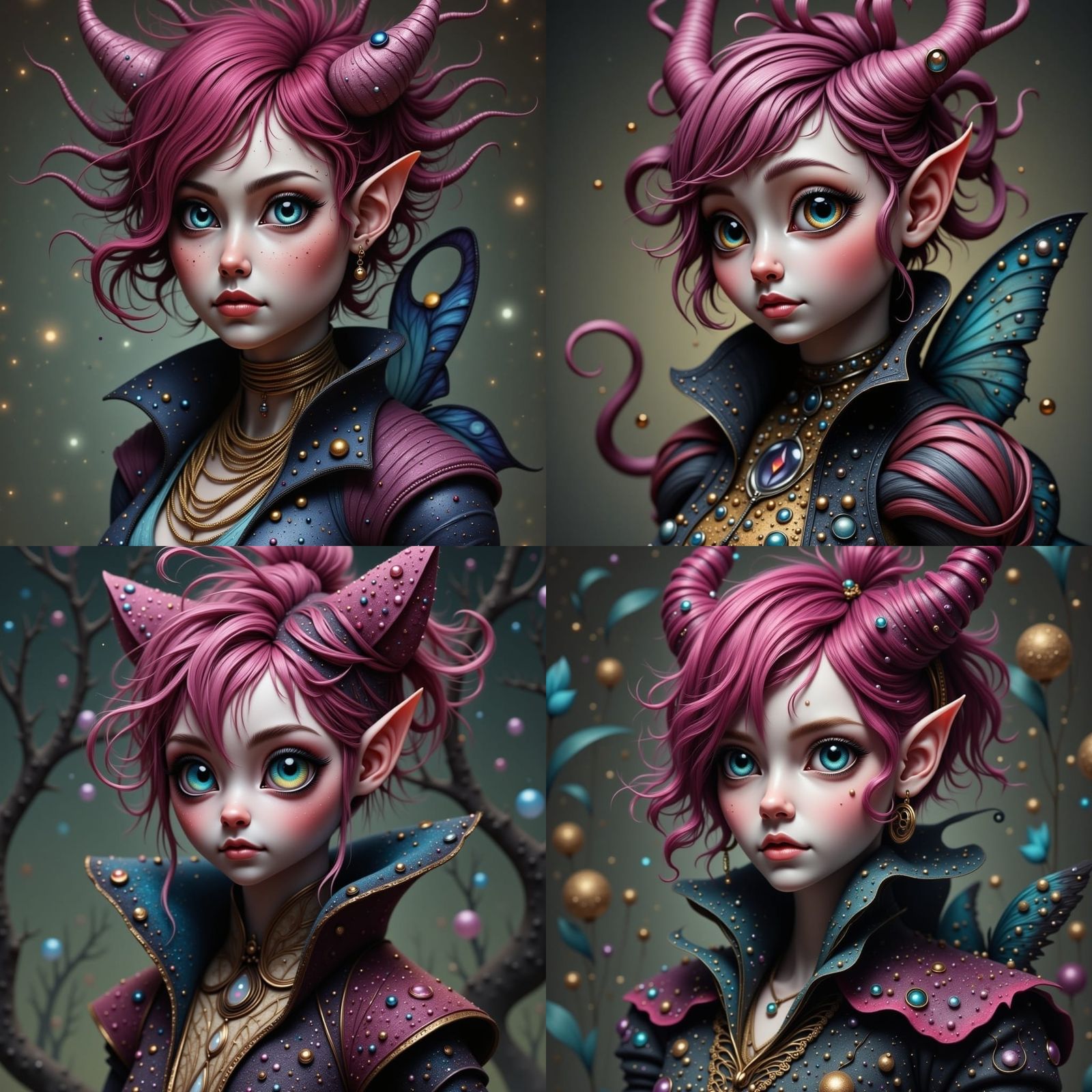 Silver Tabby Cat Fairy with Blue Butterfly Wings