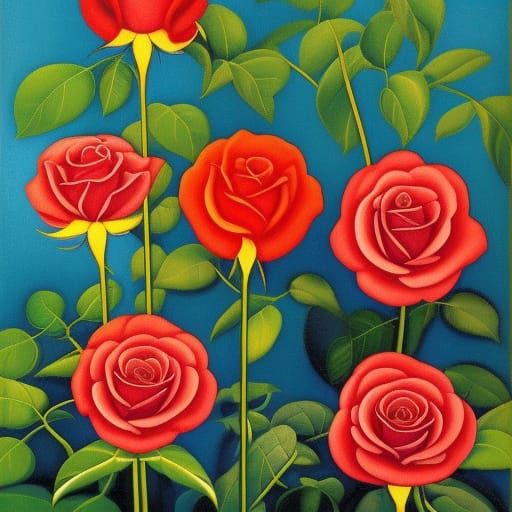 Art Deco Roses in Mackintosh Style