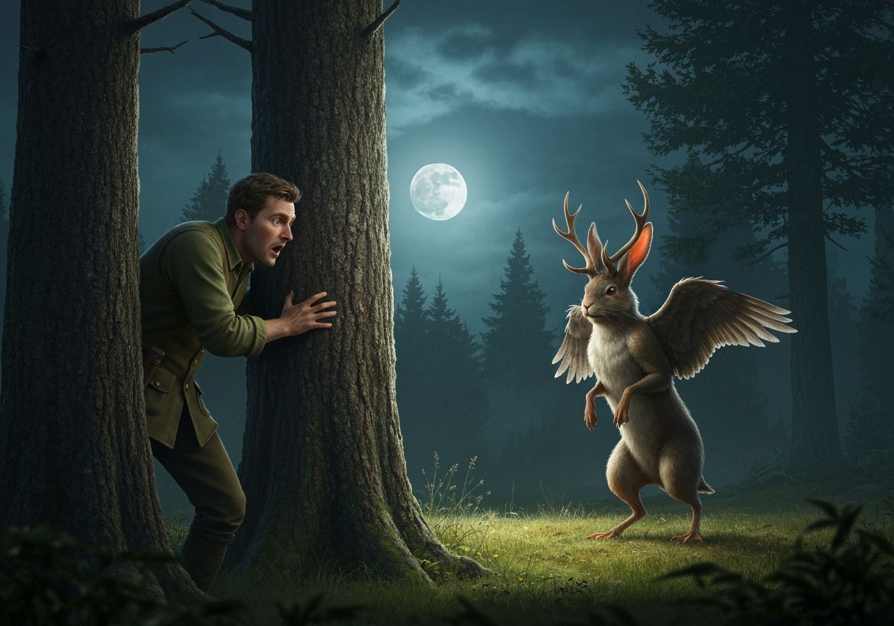 Fantasy Creature in Moonlit Forest Clearing