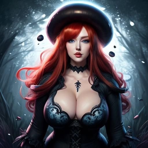 Kawaii Mushroom Woman in a Magic Forest