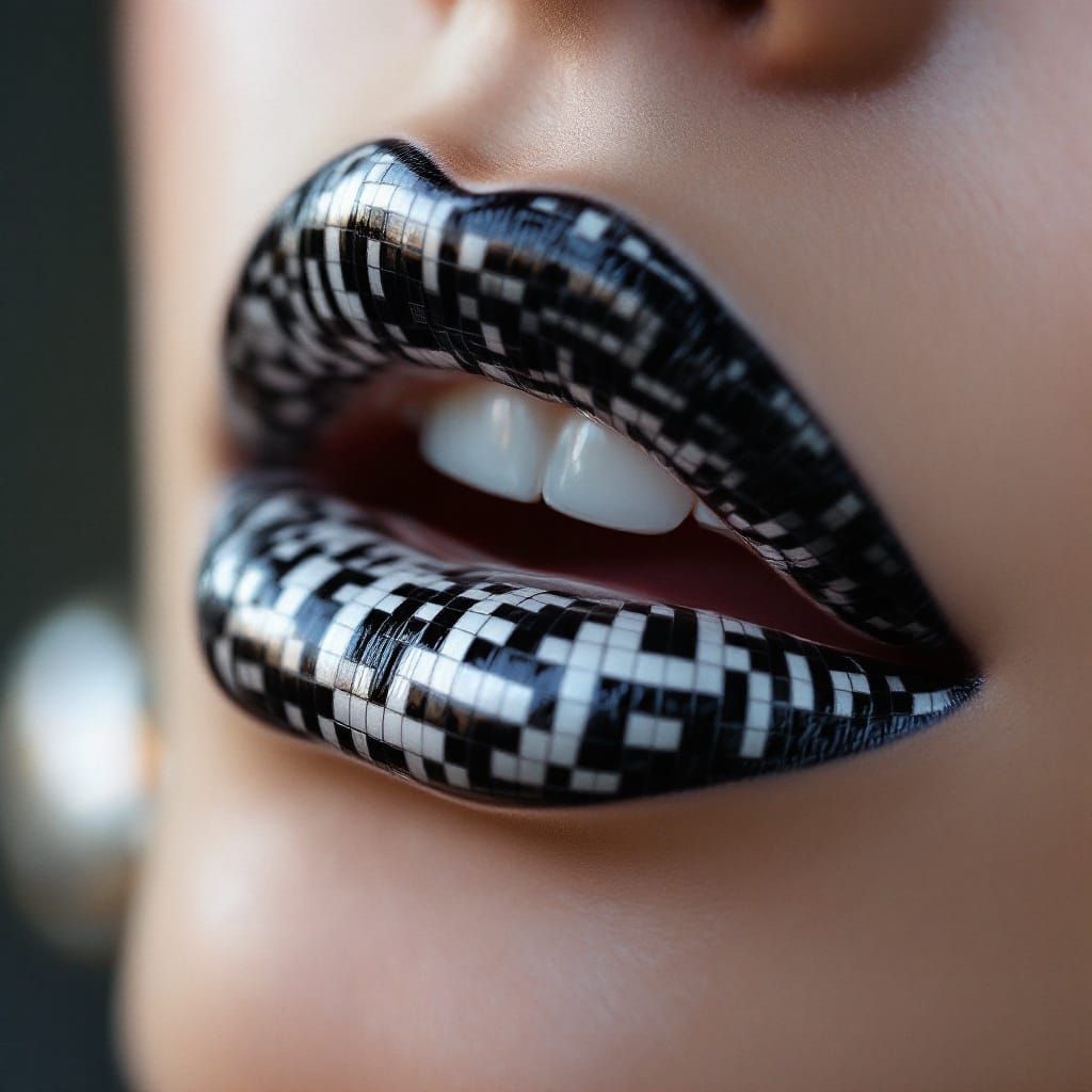 Glossy, High-Fashion Lips in Avant-Garde Style