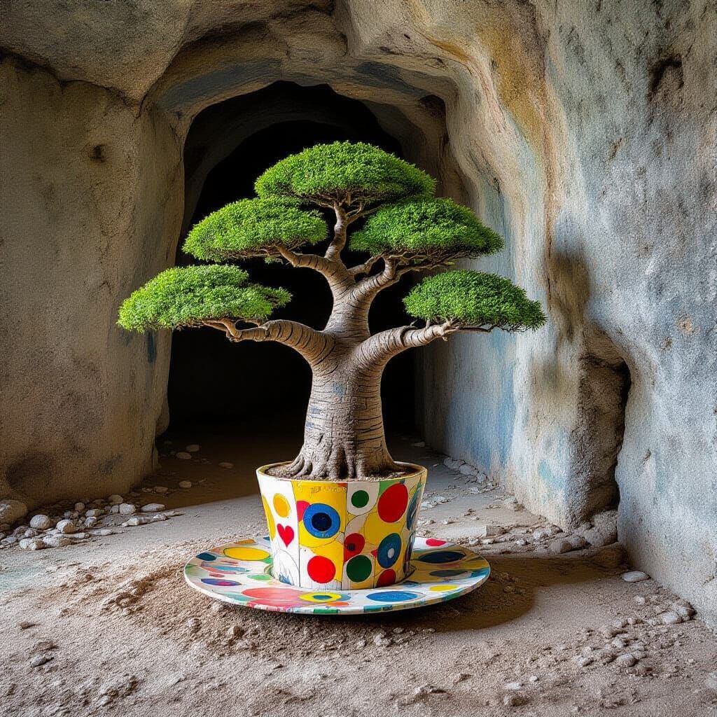 Baobab Tree Flourishing in Whimsical Victorian Style