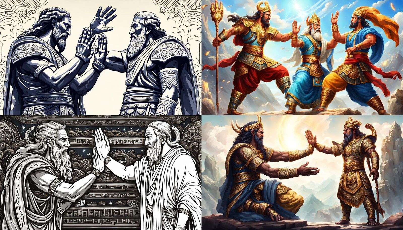 Epic High Five Between Mythical Gods