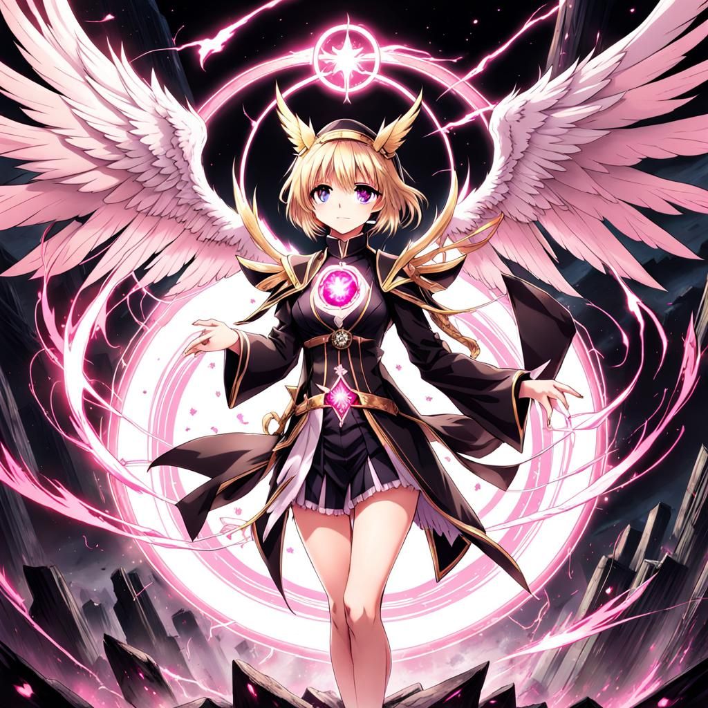 Anime Angel Summoned from Magic Circle