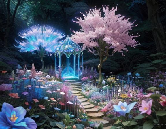 Cosmic Opal Oasis in Ethereal Light