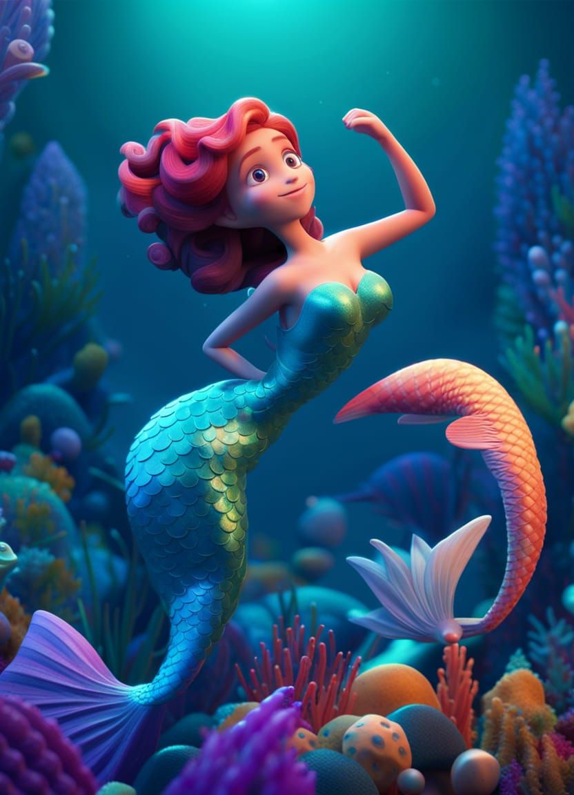 Enchanting Mermaids in 3D Animated Style