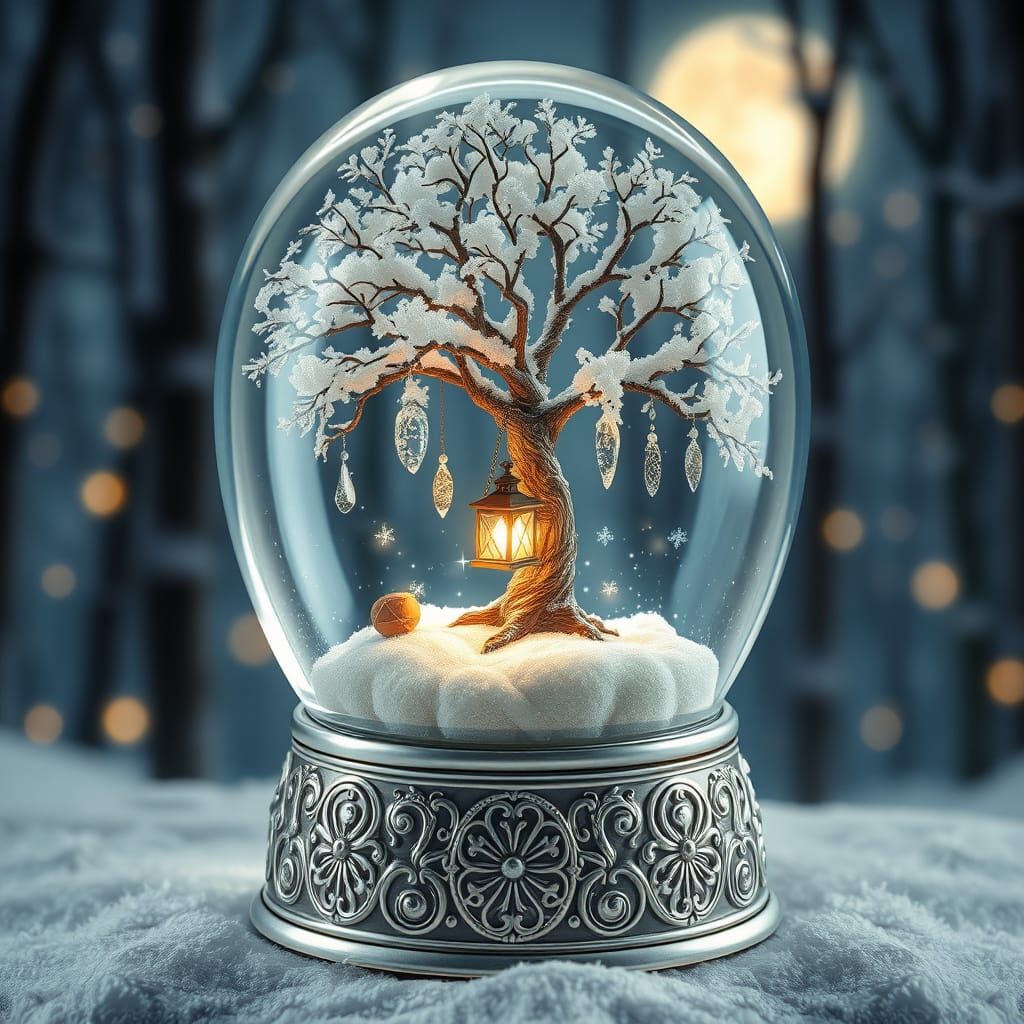 Whimsical Winter Wonderland in Art Nouveau Style