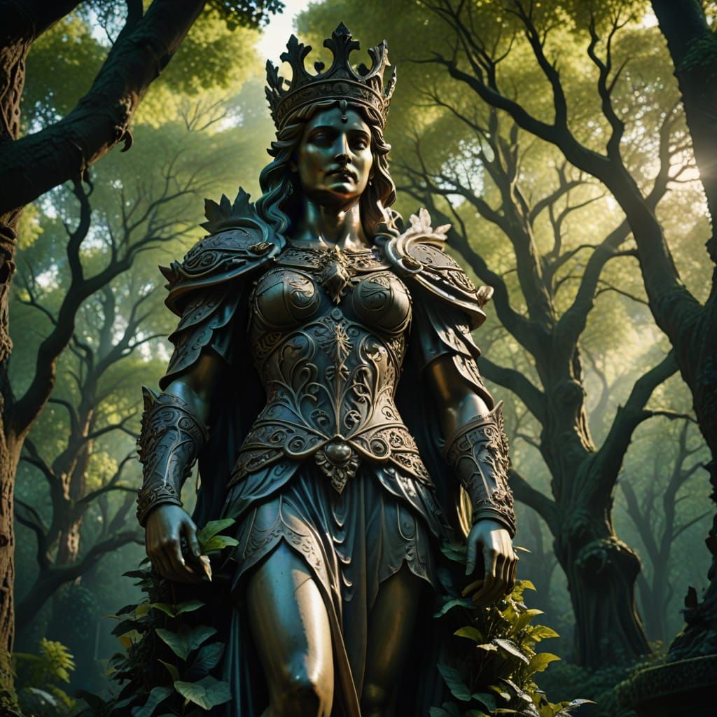 Ancient Statue Guardian in Ethereal Forest