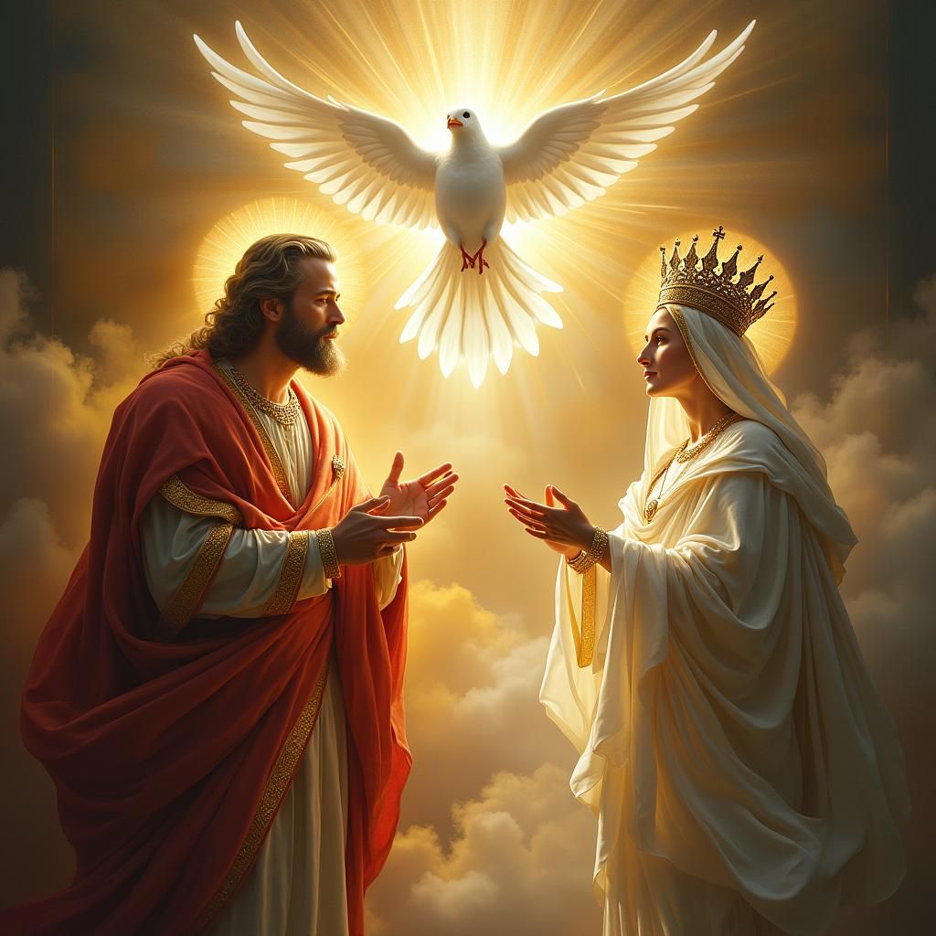 Regal Holy Trinity and Virgin Mary Composition