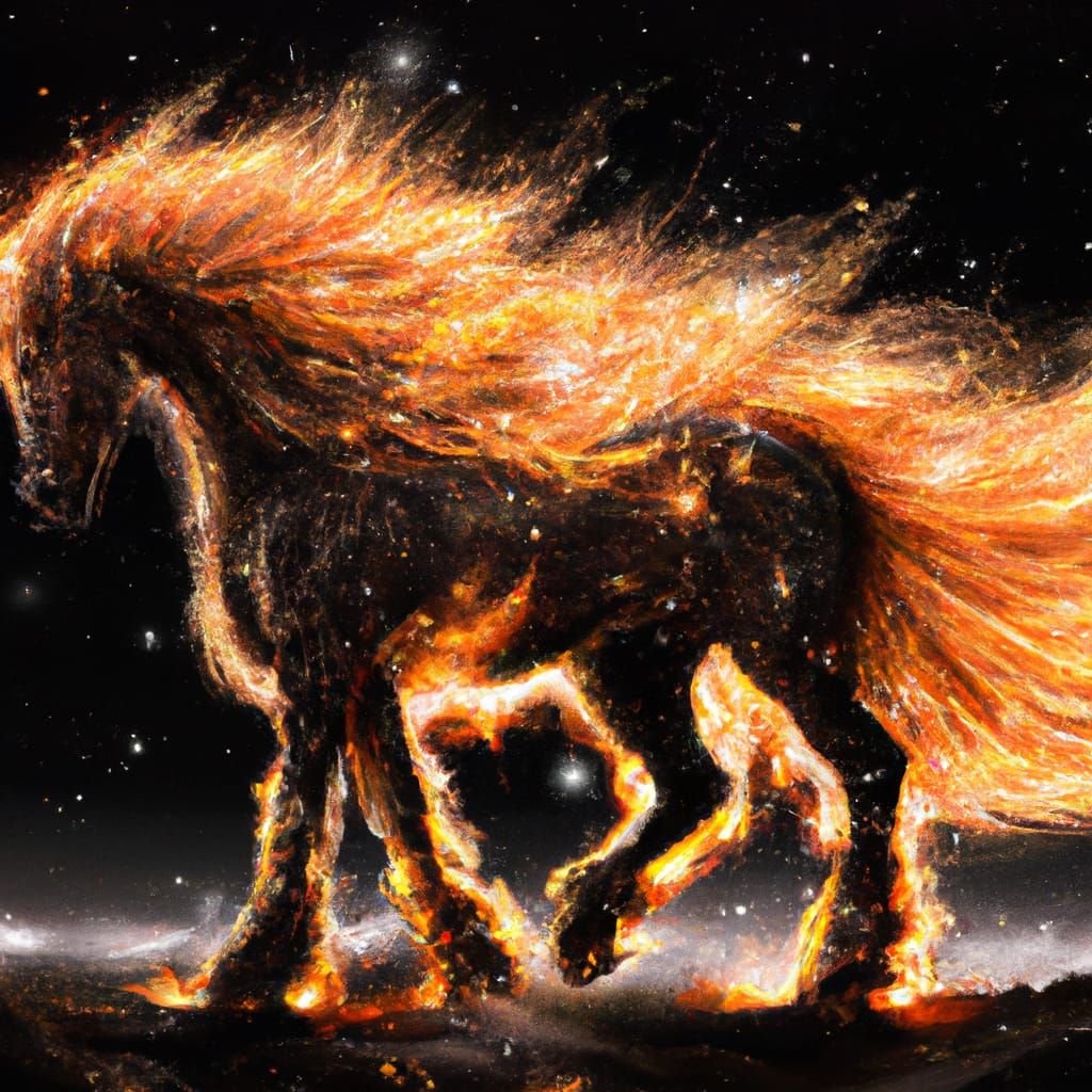 Epic Fire Horse Digital Artwork