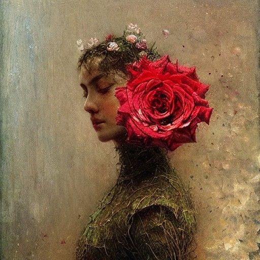 Surreal Thorny Rose Illustration in Gorey Style