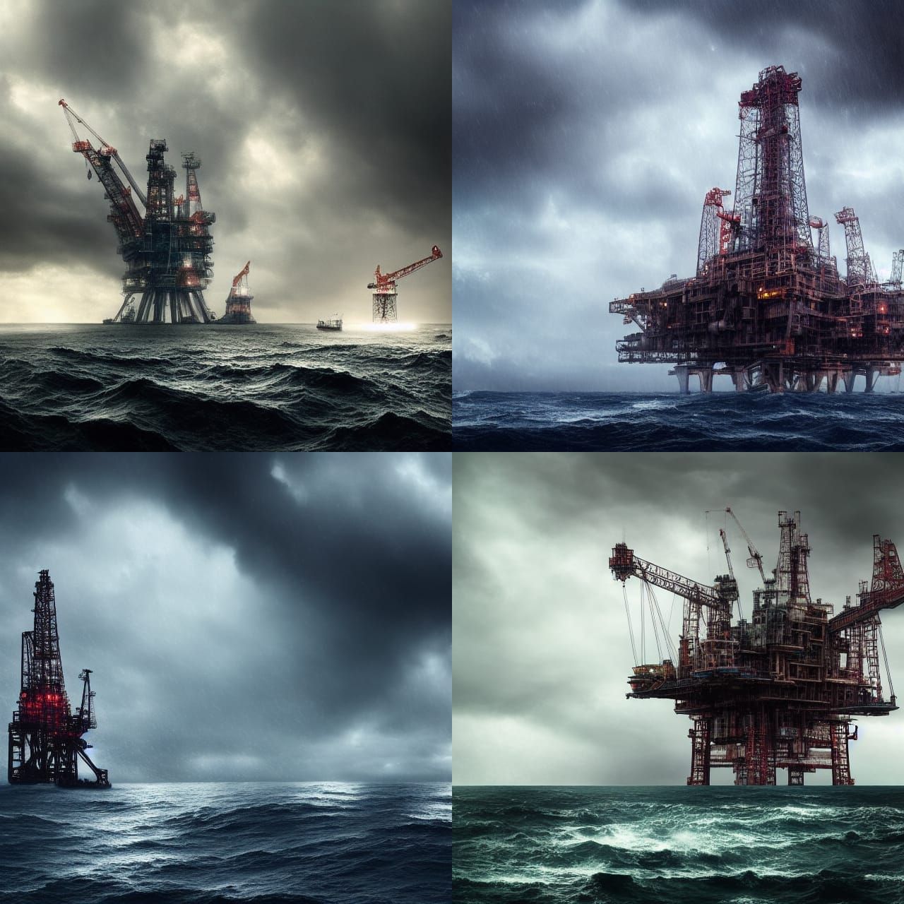 Oil Rig in a Storm: Epic Digital Painting