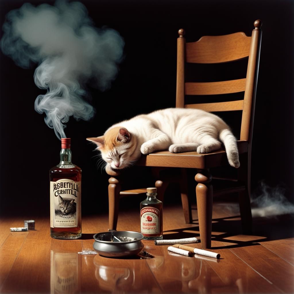 Cat Nap in a Smoke-Filled Room, Realistic Style