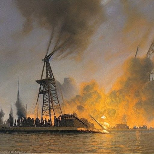 WWI Scene in Oil Painting Style