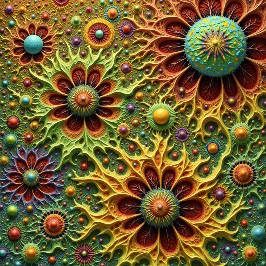 Psychedelic Poppy with Glass Saturn Planet