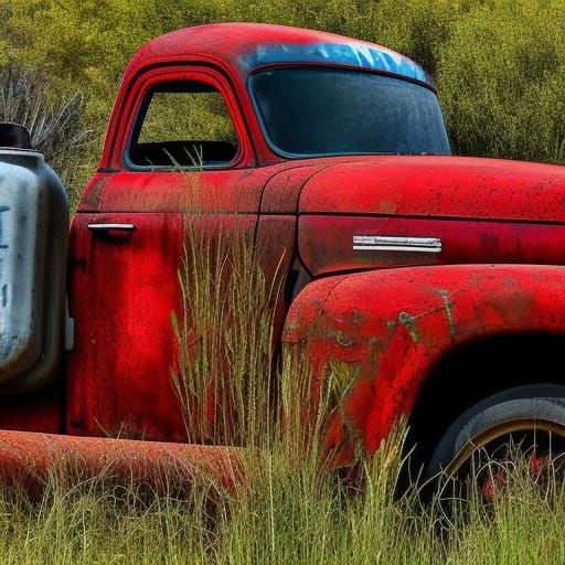 Route 66: Rusty Truck in West Texas Landscape