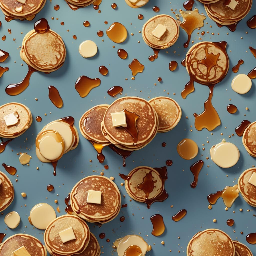 Golden Pancakes with Butter and Syrup: Splash Art
