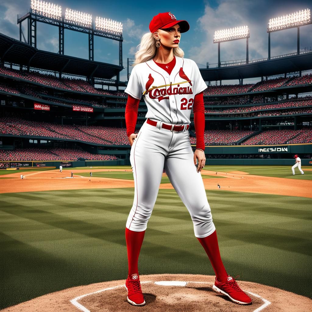 Photorealistic Woman Spectating Baseball Game in Luminism St...