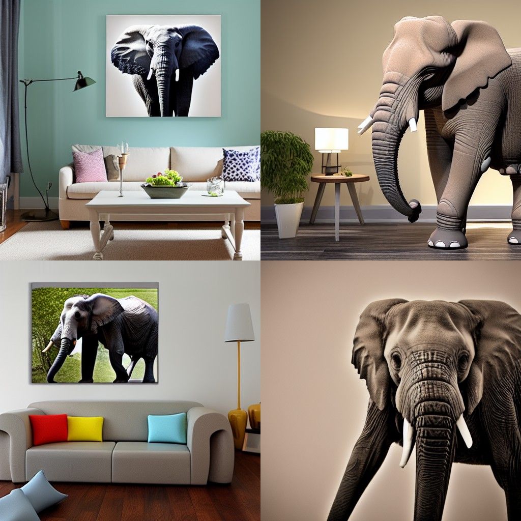 Elephant in Living Room: A Surreal Scene