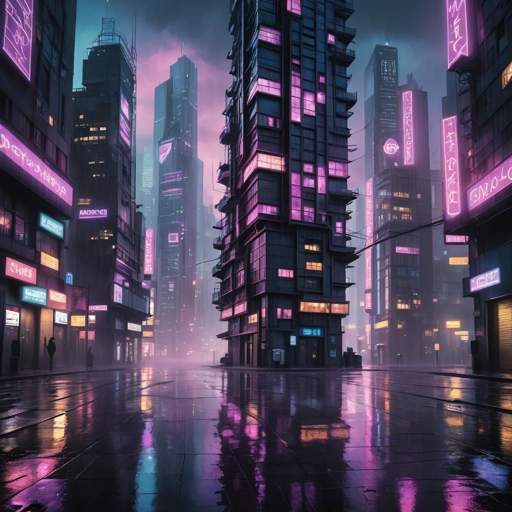 Surreal Futuristic Cityscape in Dystopian Style