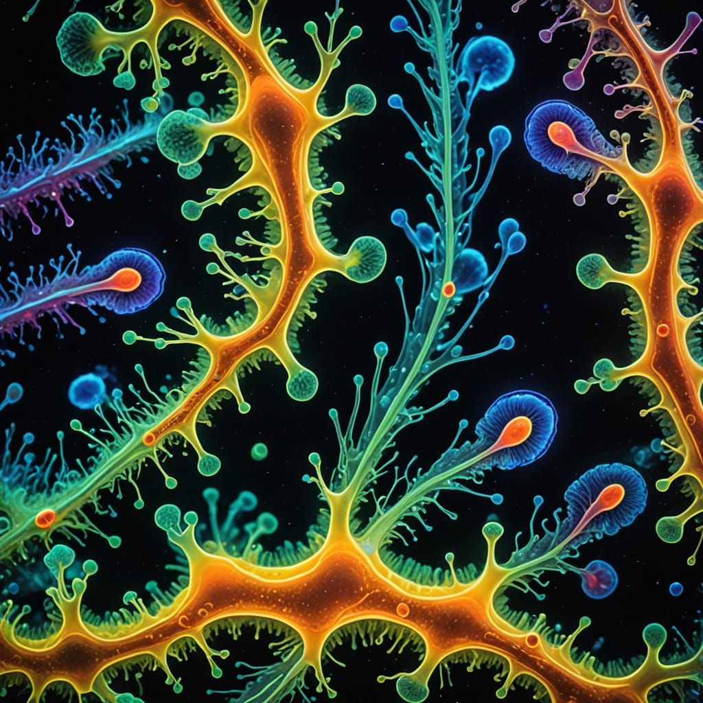 Microbes Fishing in Liquid Light Ocean Abstract Expressionis...