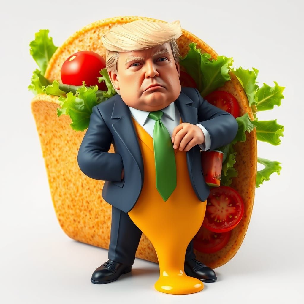Cheese Trump in Taco: Digital Art Fusion