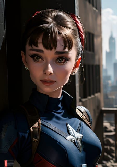 Audrey Hepburn as Captain America Digital Art