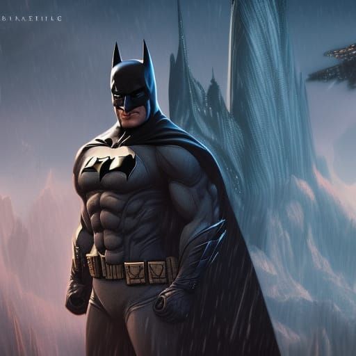 Detailed Matte Painting of Batman in Deep Color