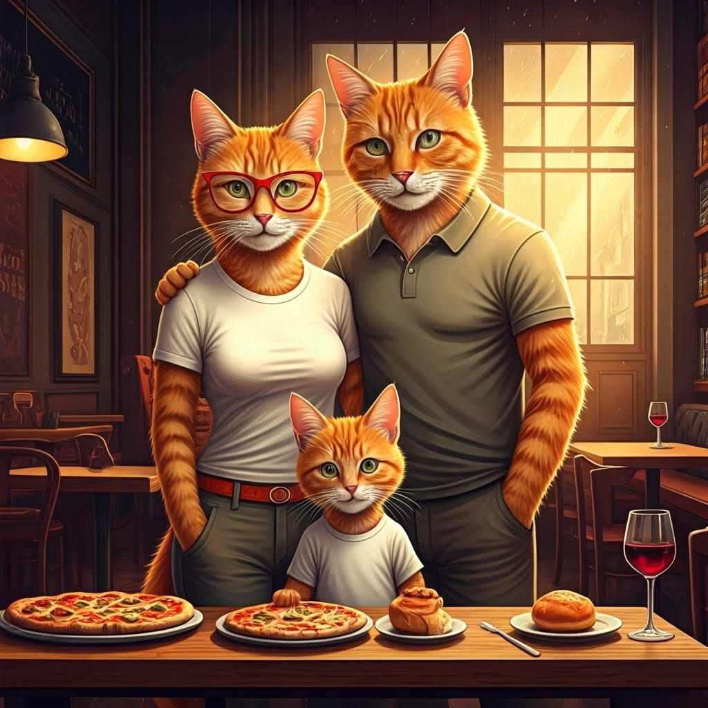 Ginger Cat Family Holiday Portrait in Lisbon