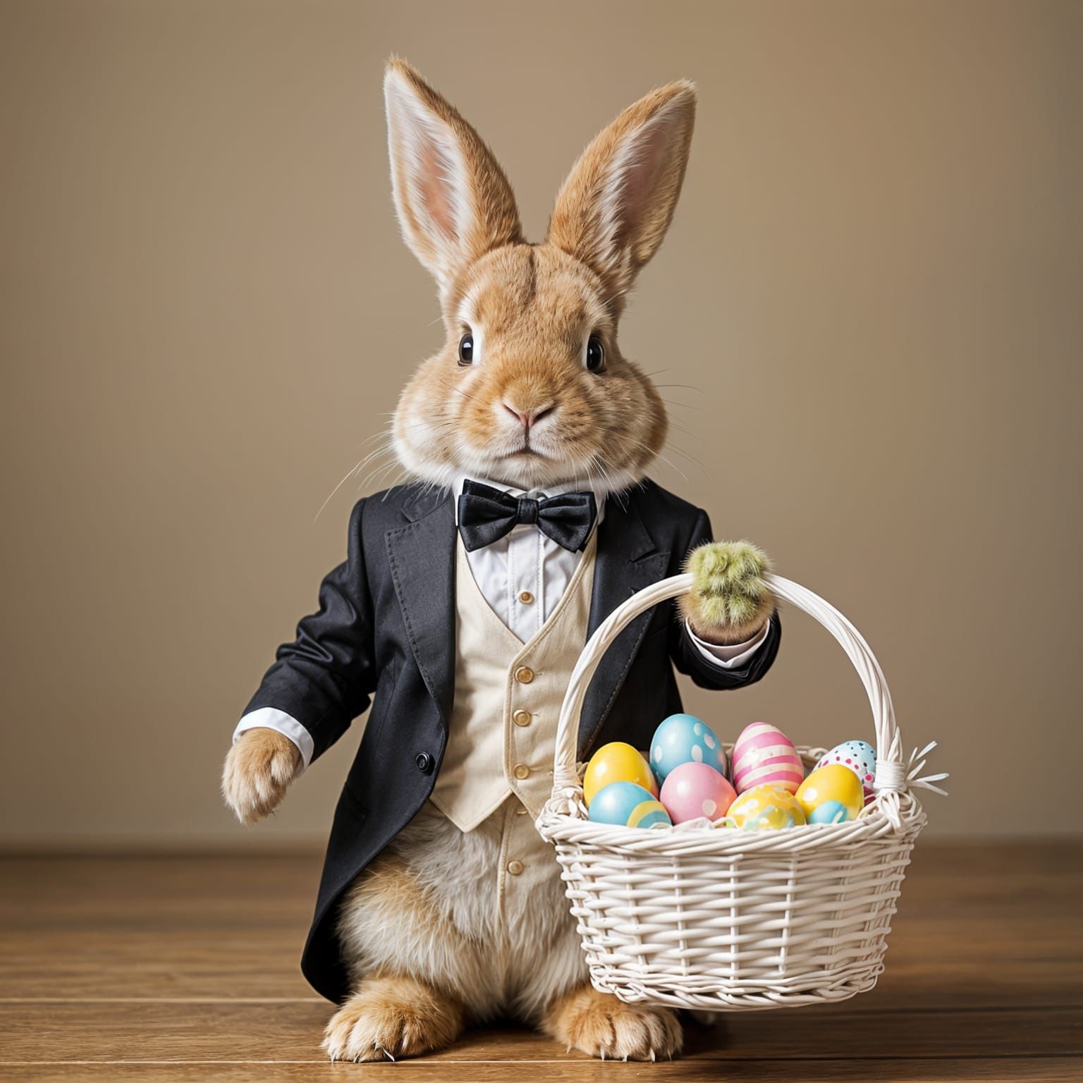 Golden Peter Cottontail Bunny in Tuxedo Delight