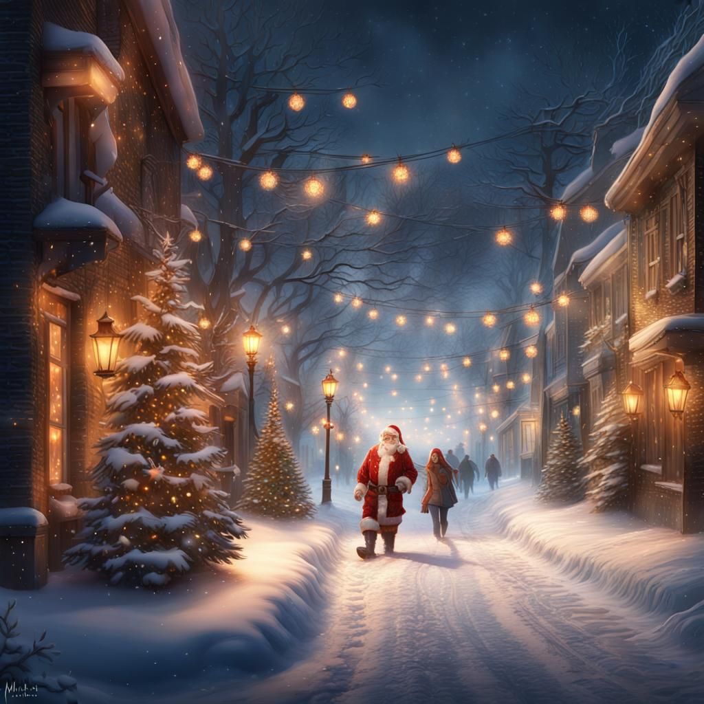 Festive Winter Scene in Detailed Matte Painting