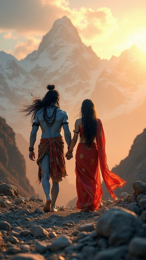Ethereal Himalayan Valley: Lord Shiva and Goddess Parvati's ...