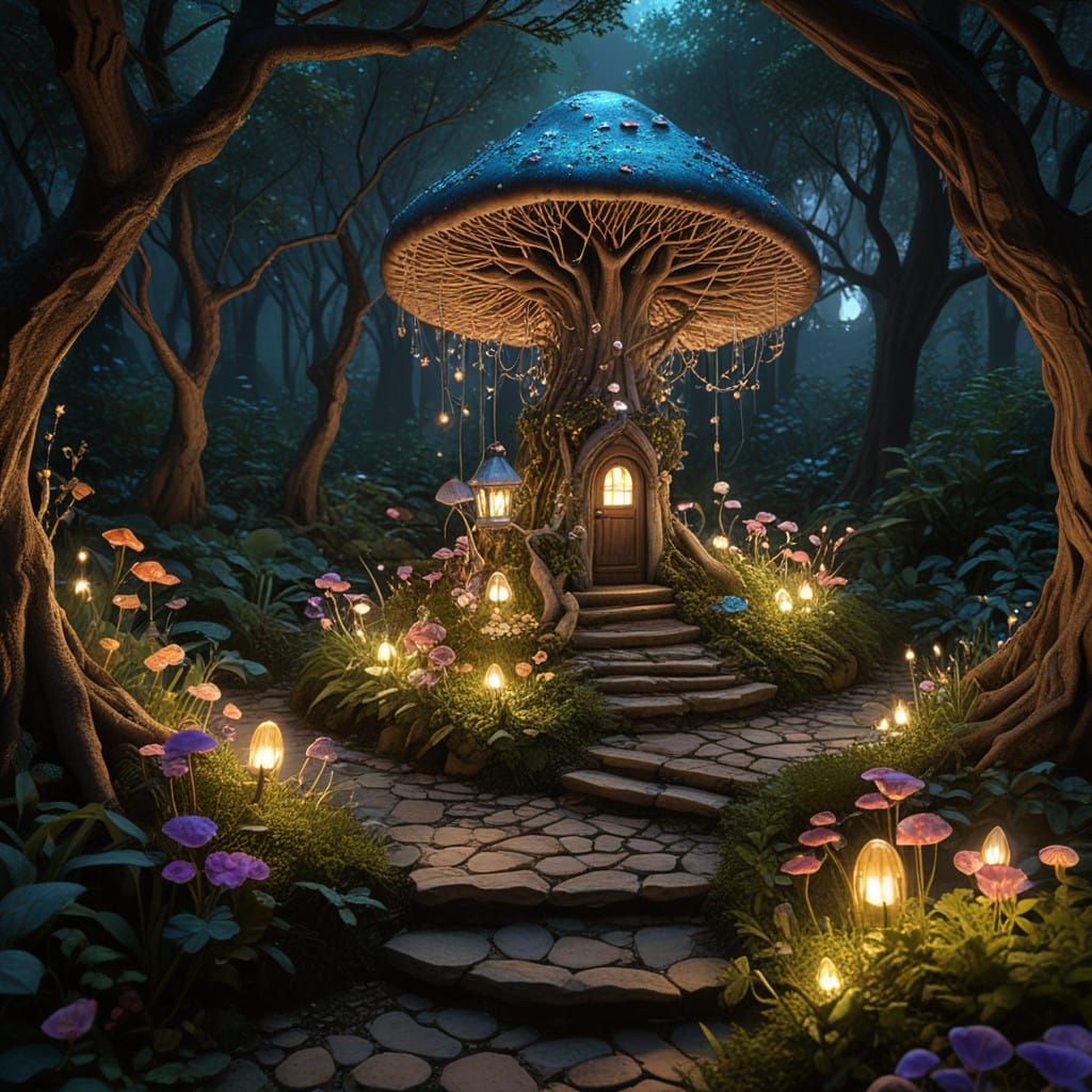 Whimsical Enchanted Forest at Twilight
