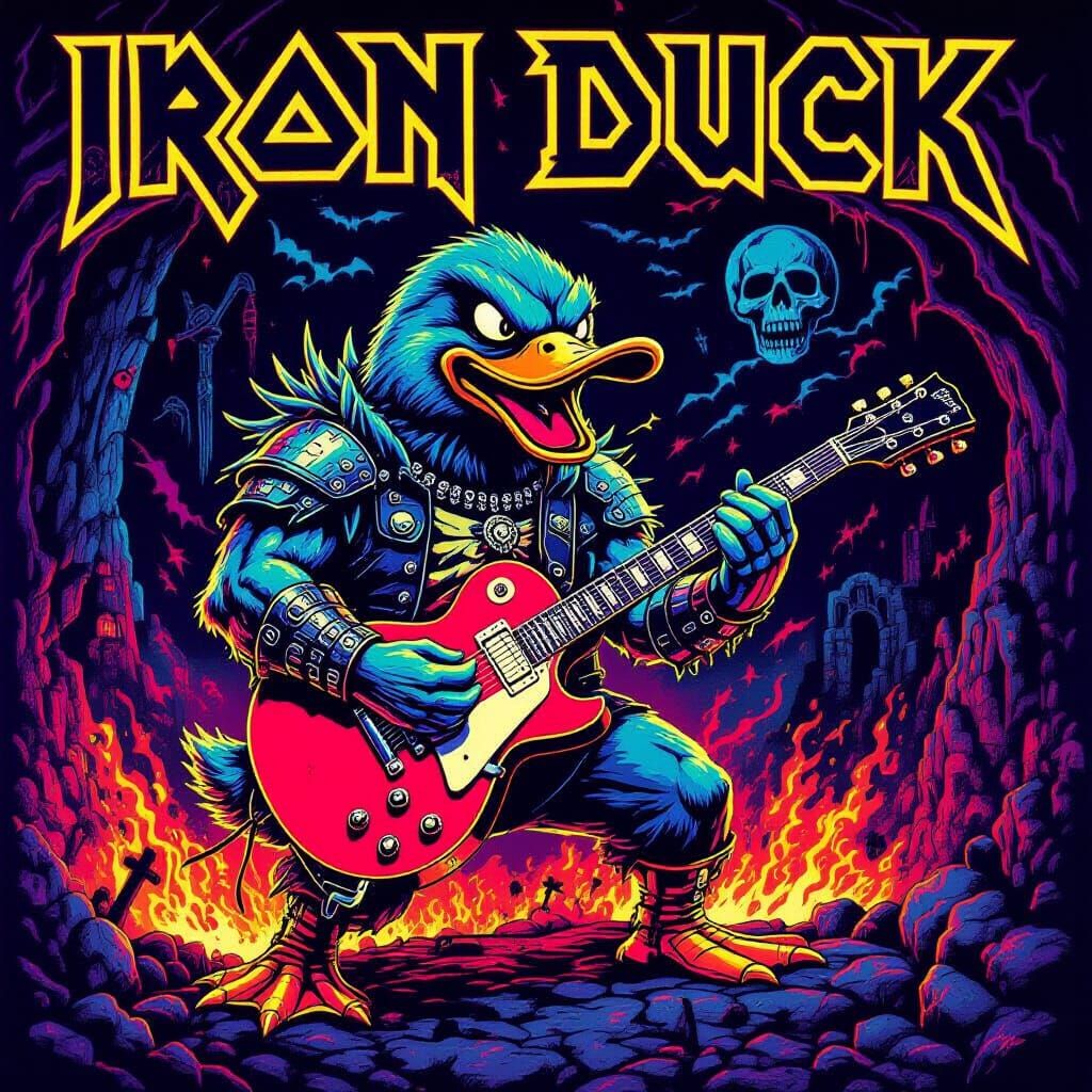 Heavy Metal Duck Monster Blacklight Poster