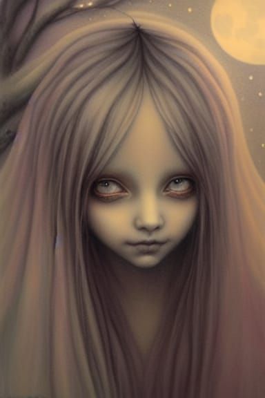 Enchanting Moonlit Dreamscape in Burtonesque Style