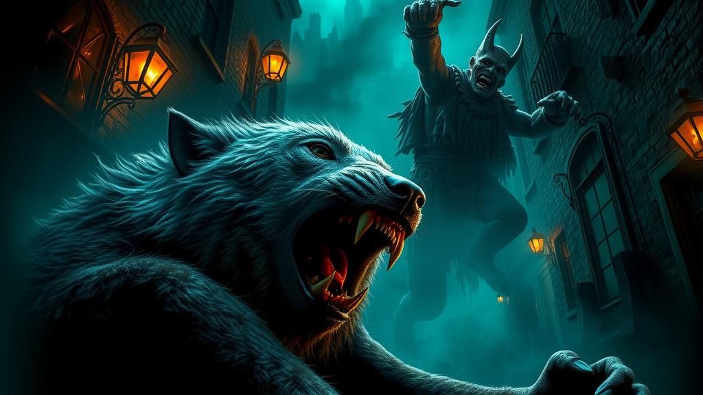 Werewolf vs Frankenstein: Gothic Horror Concept Art