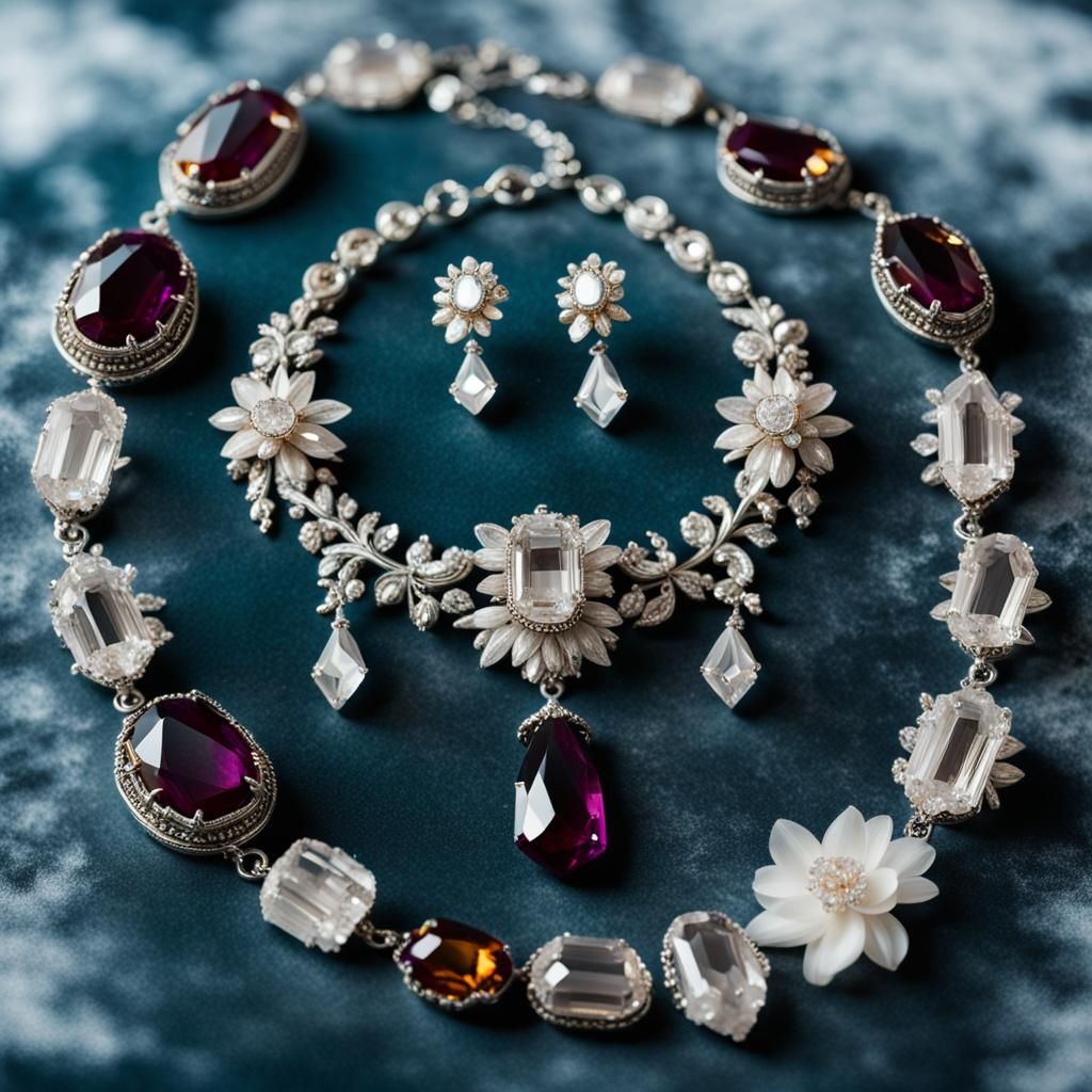 Jewellery set with crystals