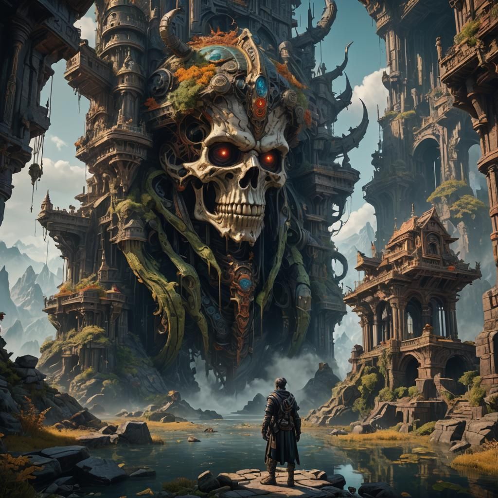 Pensive Cyborg in Detailed Matte Painting Style