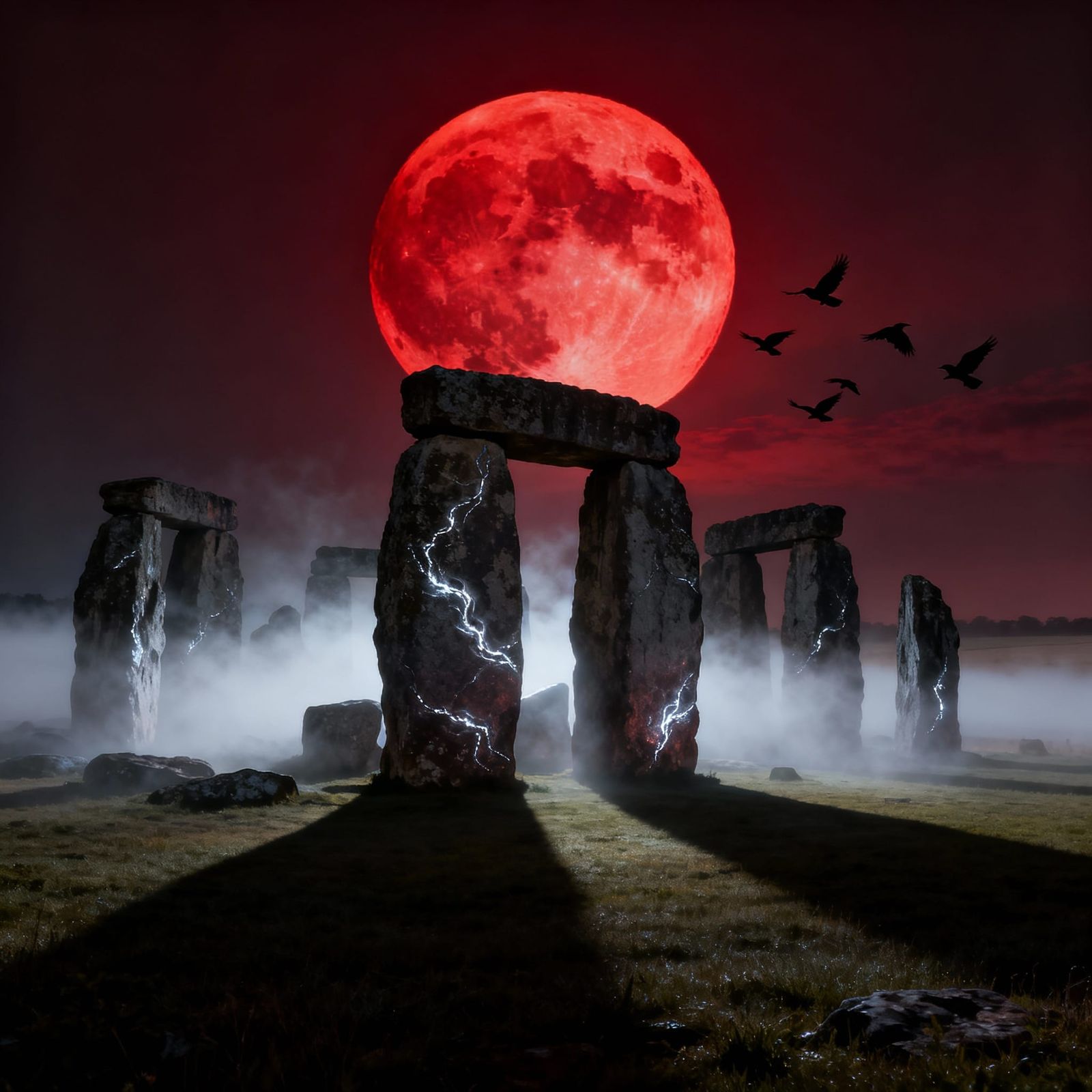 Stonehenge Under a Blood Moon