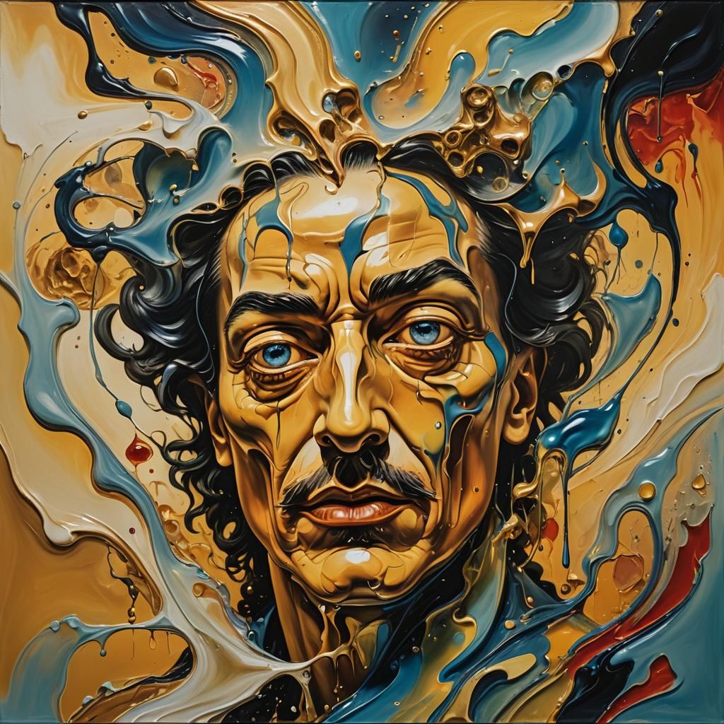 Surreal Melting Cat Oil Painting