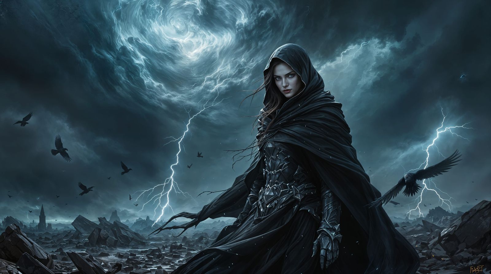 Dark Sorceress Dominates Stormy Battlefield