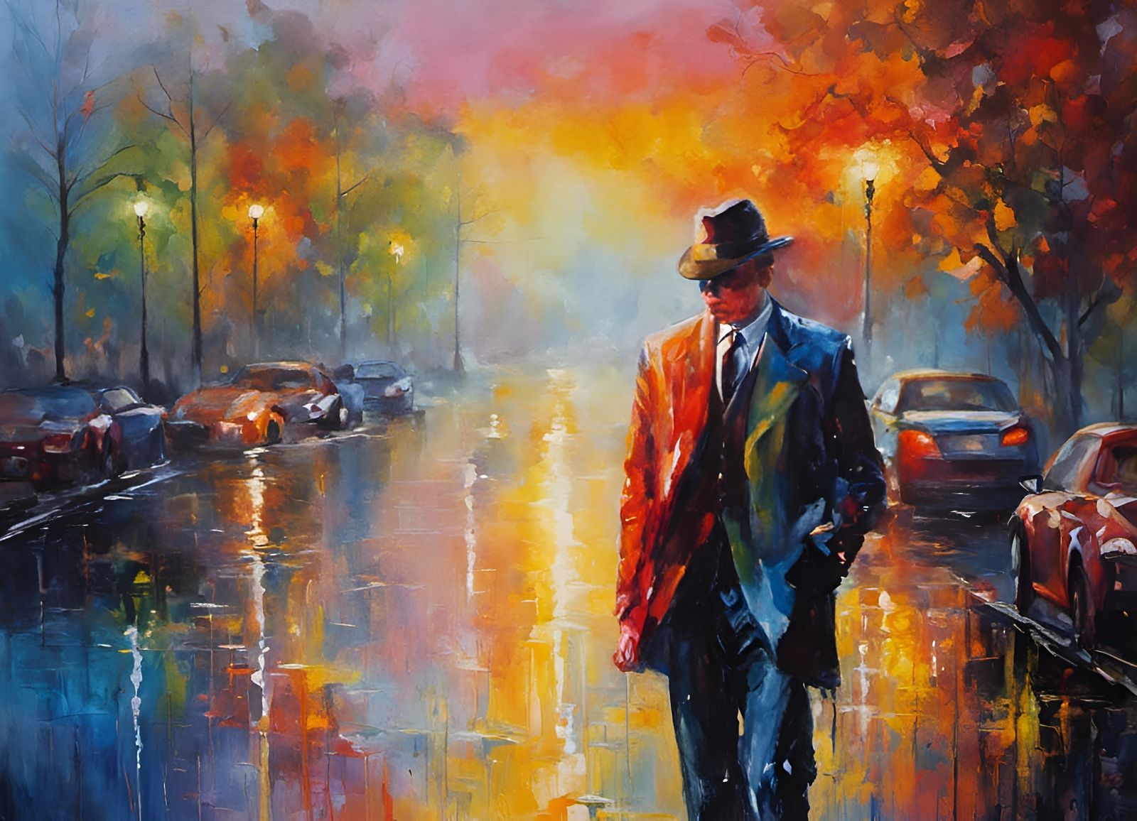 Walking in the rain.