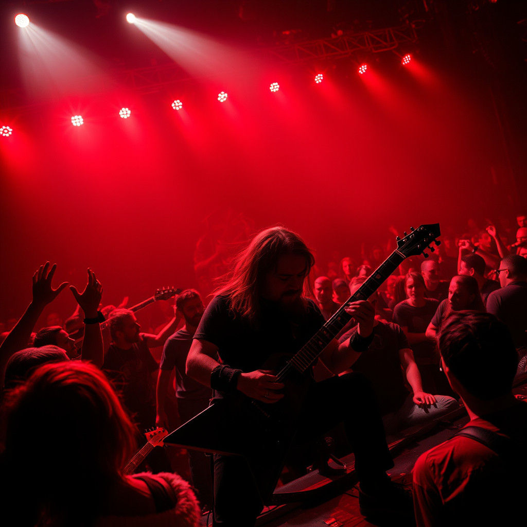 Intense Metal Concert with Guitar Solo