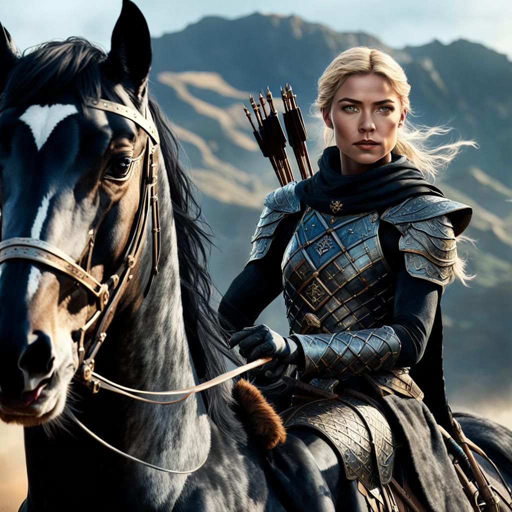 Medieval Robyn Hood on Stallion, Digital Matte Painting