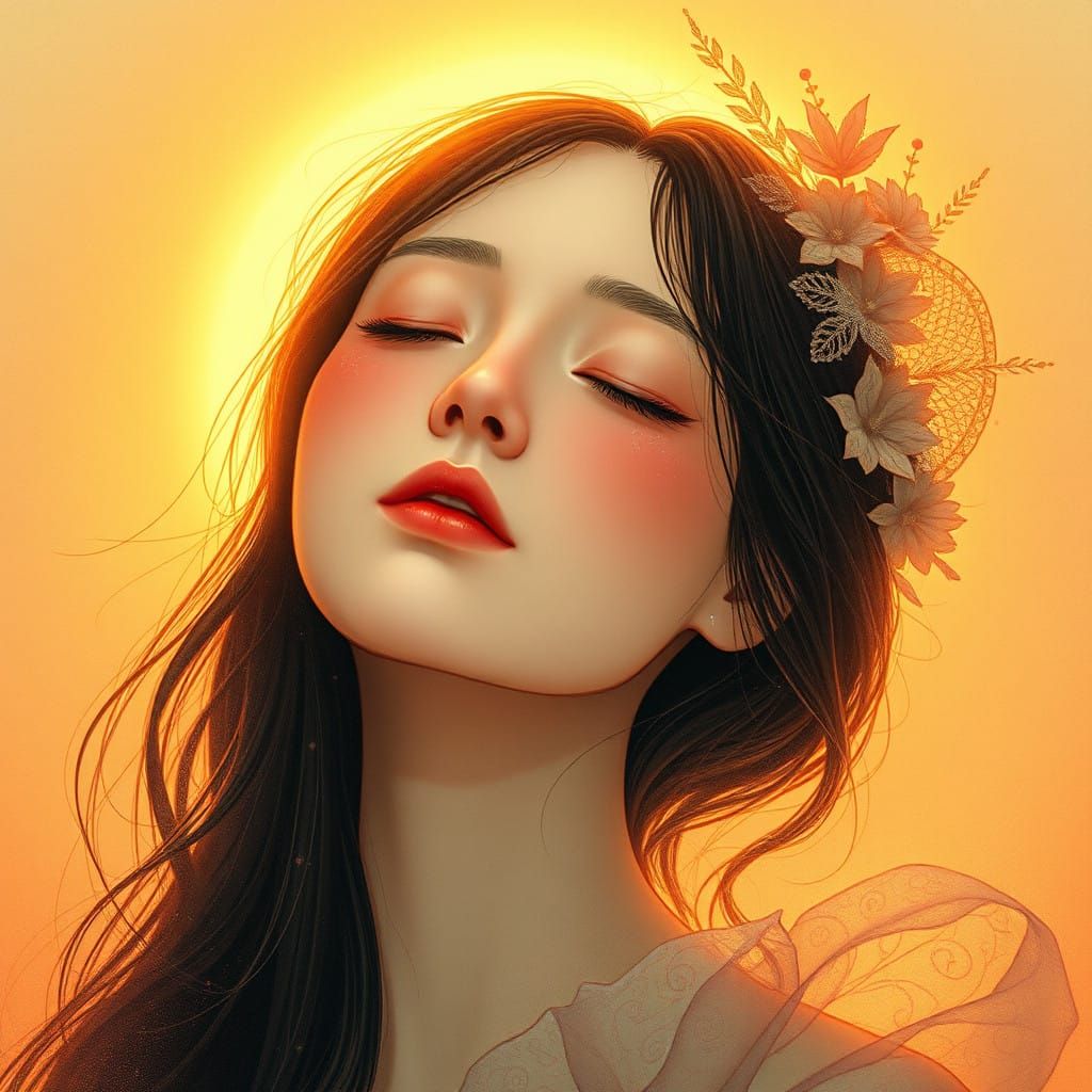 Peaceful Figure in Sunset Glow