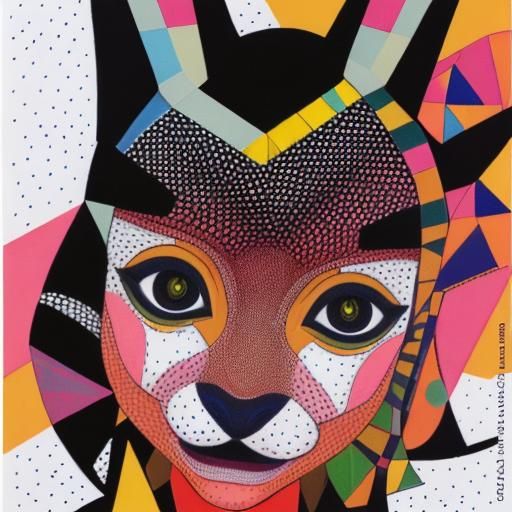 Cubist Geometric Bunny in Yellow and Black