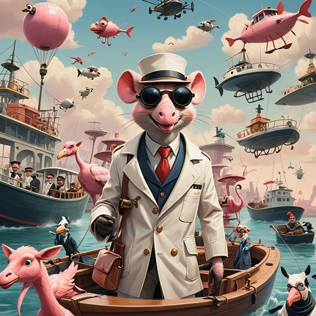 Pixar Style: Aviator Mouse and Evil Flamingo