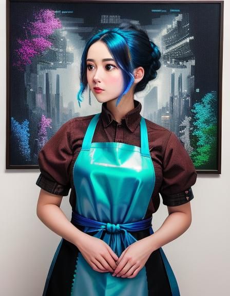 Dystopian Apron in Collage with Airbrush Art