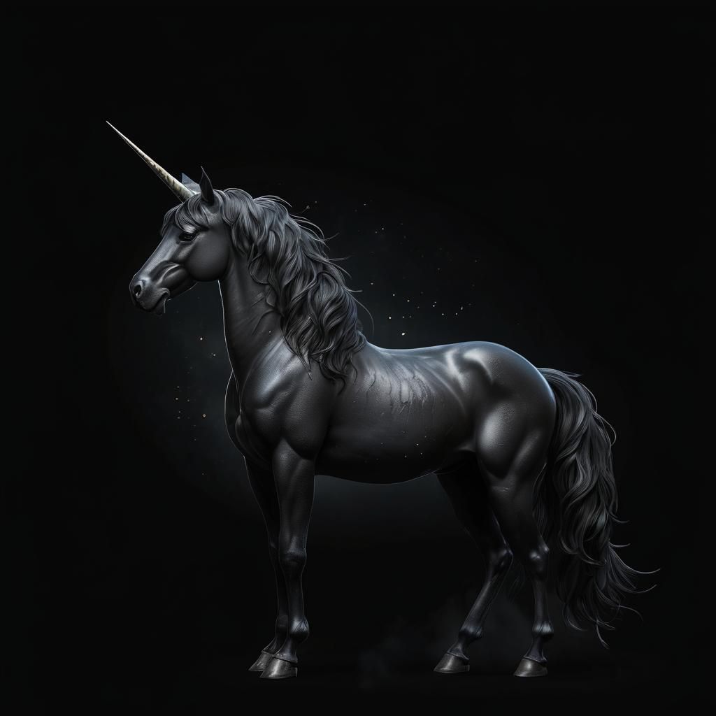 Fantasy Black Unicorn Concept Art in 8K